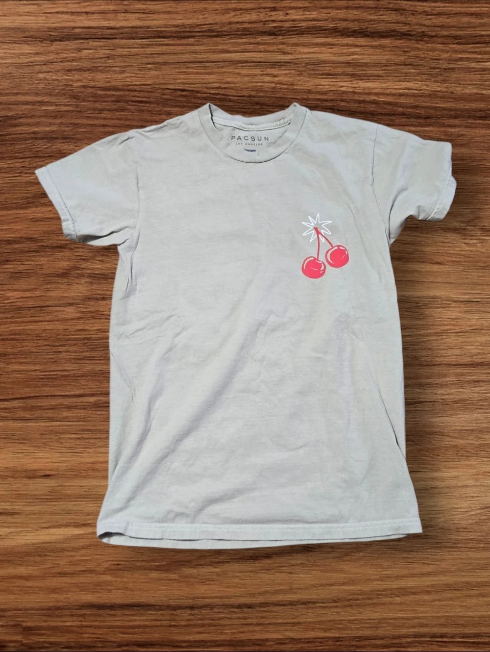 PacSun Tan Tee with Cherry Bomb Chest Graphic